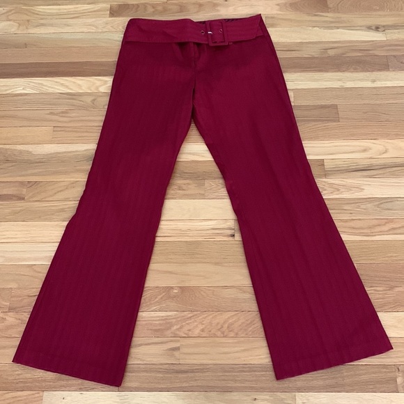 EUC Vintage Burgundy Red Corduroy Flare/Wide Leg 4-Way Stretch Trousers - Picture 2 of 8